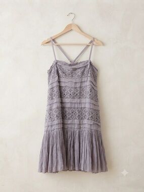 Free People Women's Lavender Eyelet Tiered Sundress Crisscross Straps, large